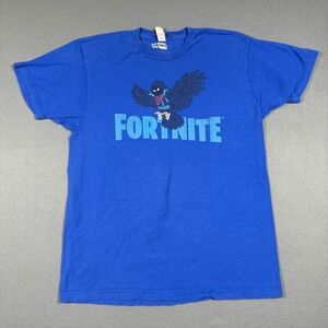 Fortnite T-Shirt Mens Large Blue Cotton Graphic Raven Skin Gaming Streetwear L